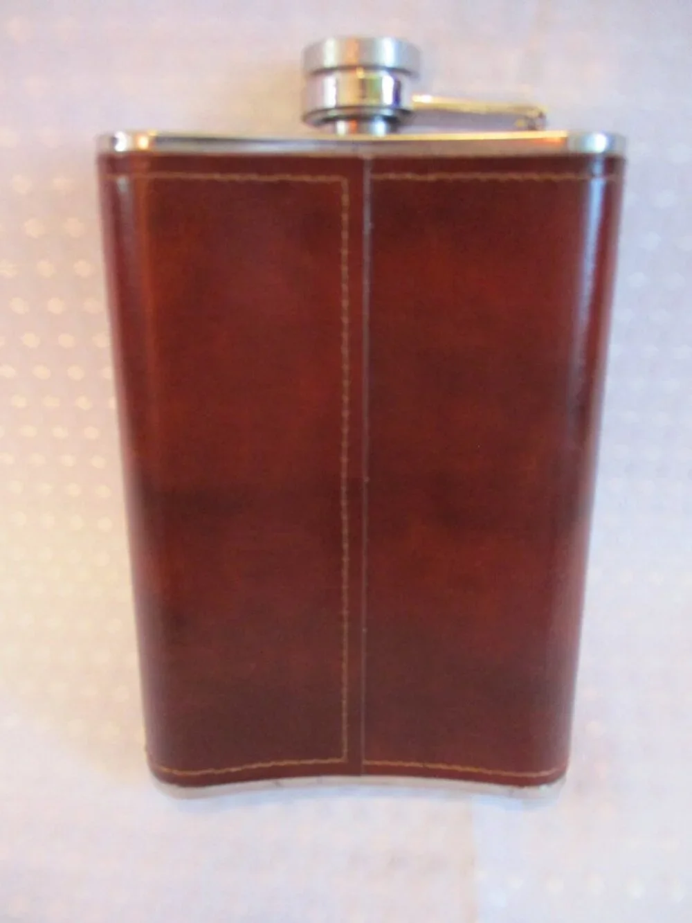 Official Crown Royal Stainless Steel & Embossed Leather Wrapped 8 Oz. Hip Flask